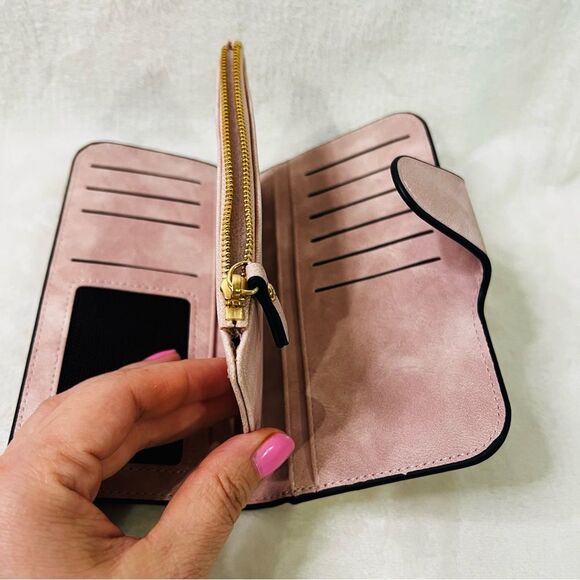 Disney Mickey Mouse Pink Multifunctional Check Book Wallet Zippered Coin - Picture 5 of 8